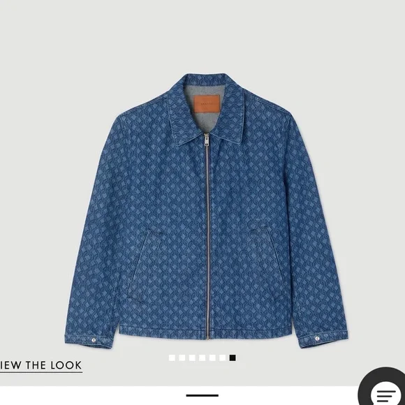 Sandro Indigo Patterned Jeans with Tan Patch - Picture 5 of 7